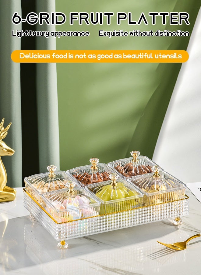 Luxury Serving Platters, Snack Serving Tray With Lid, Candy And Nut Serving Container Set, Dried Fruit Plate, Plastic Appetizer, Relish Organizer, Cosmetic Storage Boxes  - Image 1