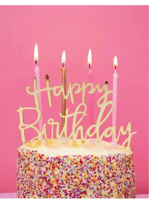 Cake topper Happy Birthday | Gold