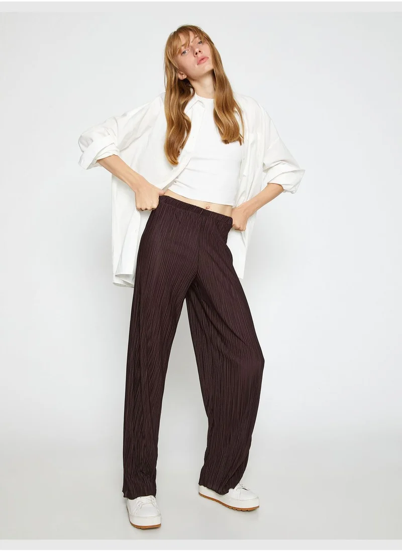 KOTON Pleated Wide Leg Trousers