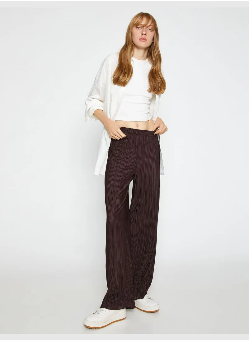 KOTON Pleated Wide Leg Trousers