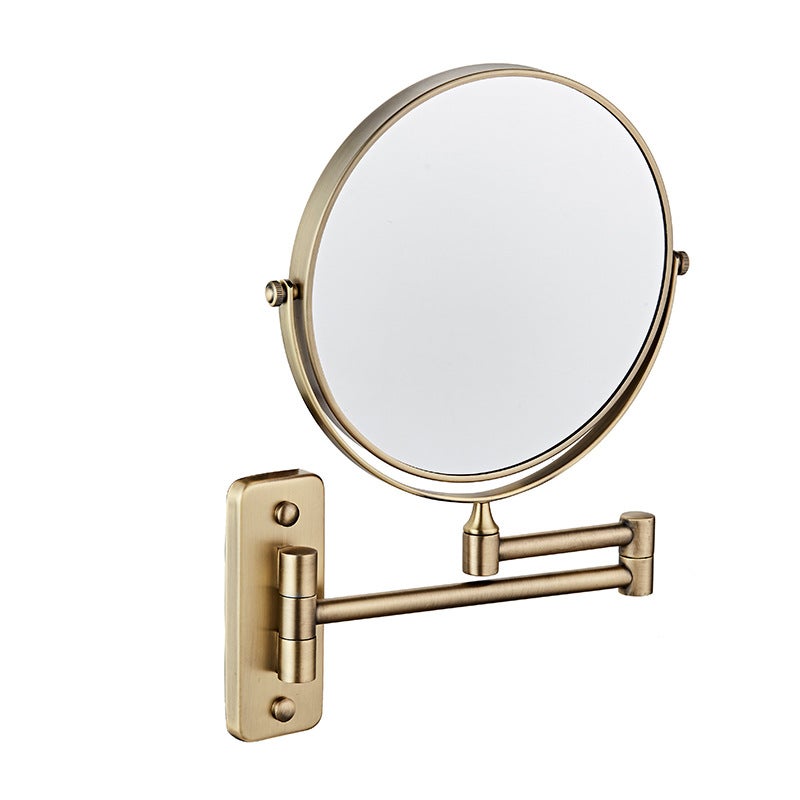 Beauty Mirror El Bathroom Wall-Mounted Mirror Makeup Mirror Bathroom Wall-Mounted Wall-Mounted Folding Retractable Magnifying Double-Sided - Image 1