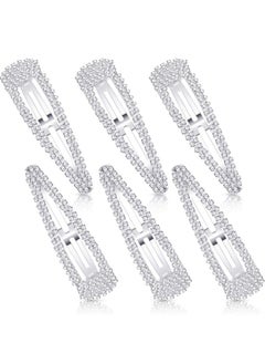 Geyoga 6 Pieces 4 Inch Rhinestone Snap Hair Clips Hair Barrettes Hairpins Crystal Metal Hair Clips For Women Girls Wedding Hair Accessories (Silver)  - Image 1