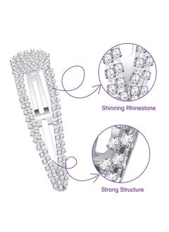 Geyoga 6 Pieces 4 Inch Rhinestone Snap Hair Clips Hair Barrettes Hairpins Crystal Metal Hair Clips For Women Girls Wedding Hair Accessories (Silver)  - Image 5