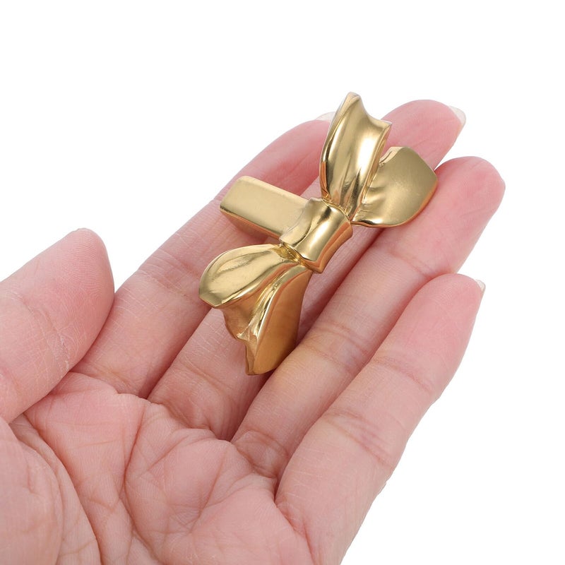 Brass Bow Cabinet Knobs Gold Drawer Pulls Handles 45x25x24mm For Kitchen Wardrobe Dresser - Image 4
