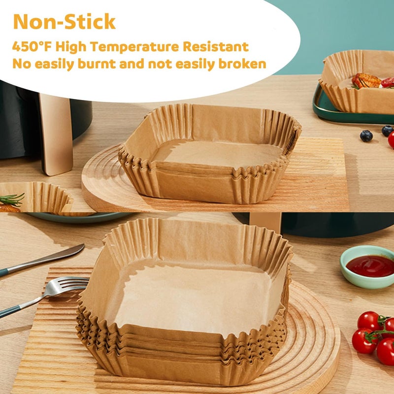 Ailun Air Fryer Paper Liners 8inch, 100PCS Non-Stick Parchment Paper,Oil Resistant,Disposable Food Grade Free of Bleach Paper Square for 5-8 QT Air Fryer Baking Roasting Microwave - Image 4
