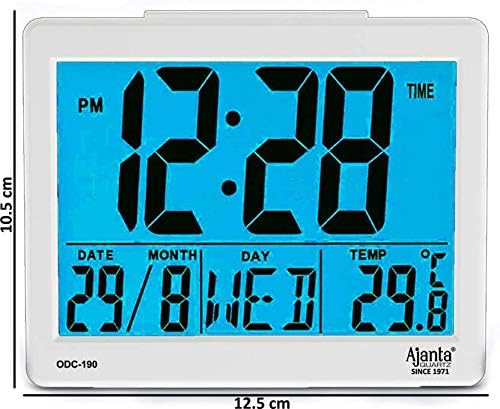 Ajanta Quartz Plastic Abstract Digital Alarm and Table clock, (8 x 7 x 3.5 cm, White, ODC 190) - Image 3