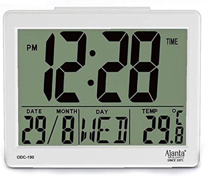 Ajanta Quartz Plastic Abstract Digital Alarm and Table clock, (8 x 7 x 3.5 cm, White, ODC 190) - Image 1