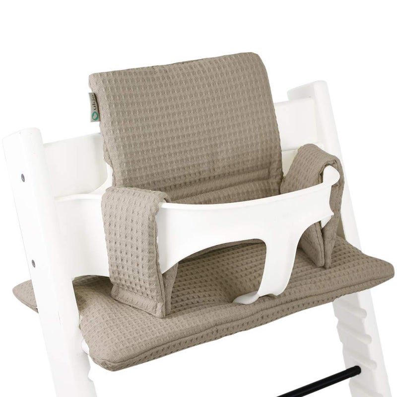 UKJE| Cushion Compatible with Stokke Tripp Trapp | Seat Cover for High Chair | Soft Oeko-Tex Certified Cotton | Handmade in Europe | Washable & Easy to Clean | Comfortable Baby Chair Cushion, Taupe - Image 1