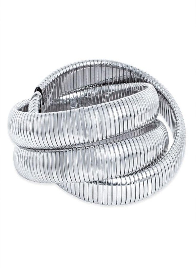 Rubans Rhodium-Plated Stainless Steel Tarnish-Free Waterproof Demi-Fine Multi-Layered Statement Bracelet for Women & Girls - Perfect for Parties & Special Occasions - Image 2