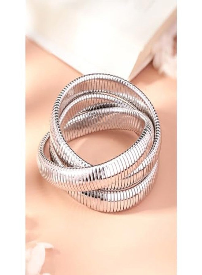 Rubans Rhodium-Plated Stainless Steel Tarnish-Free Waterproof Demi-Fine Multi-Layered Statement Bracelet for Women & Girls - Perfect for Parties & Special Occasions - Image 4