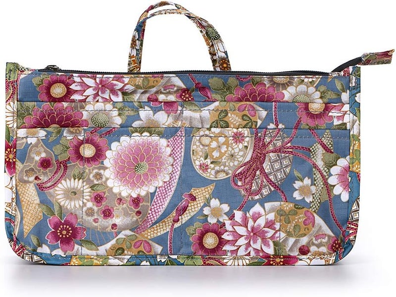 BTSKY Printing Handbag Organizers Inside Purse Insert-High Capacity 13 Pockets Bag Tote Organizer with Handle Sunflower - Image 1