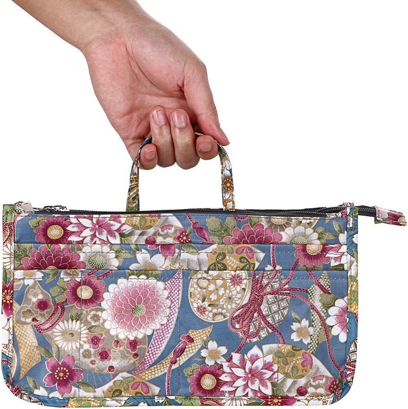 BTSKY Printing Handbag Organizers Inside Purse Insert-High Capacity 13 Pockets Bag Tote Organizer with Handle Sunflower - Image 5