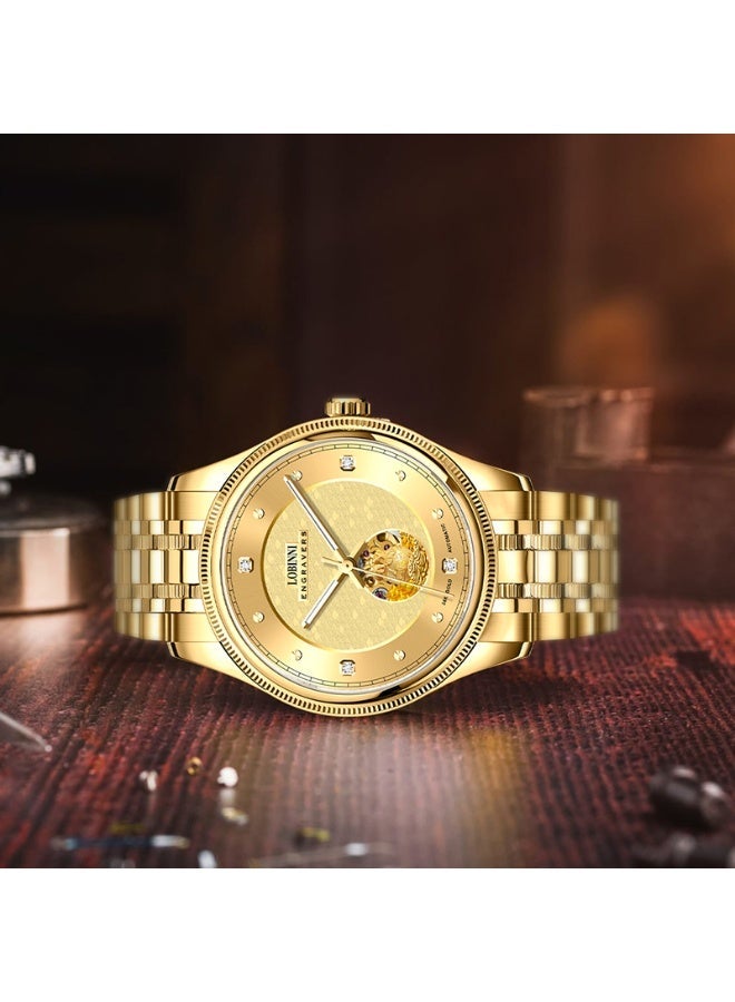 LOBINNI This 40mm golden mechanical watch features a bold and highly recognizable design. When you wear it, as its name suggests, it embodies the spirit of a brave and relentless warrior. - Image 2