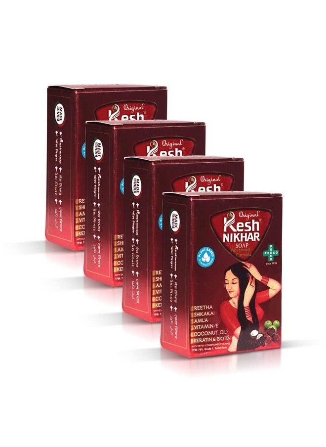 KESH NIKHAR SUPREME - Advanced Formula Soap For Hair Wash Shampoo Bar Natural Hair Care & Cleansing Soap Amla Reetha Shikakai For Dandruff Dry Hair & Scalp Size 100G Each (Pack Of 4) - Image 1