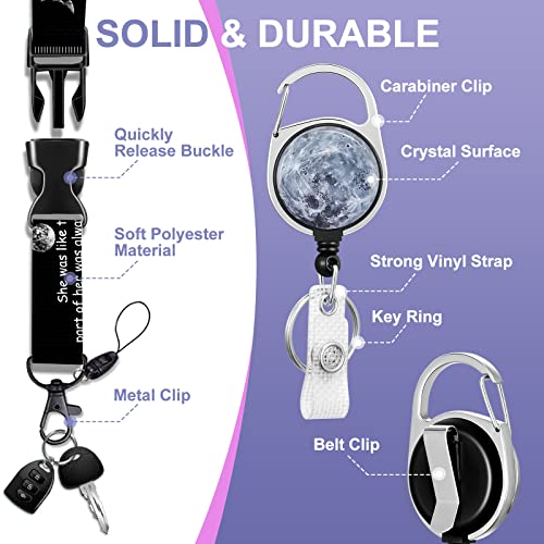 Toykee ID Badge Holder with Lanyard and Retractable Badge Reel Clip, Lunar Eclipse Moon Card Name Tag Lanyard Vertical ID Protector Bage Clips for Nurse Nursing Doctor Teacher Student - Image 4