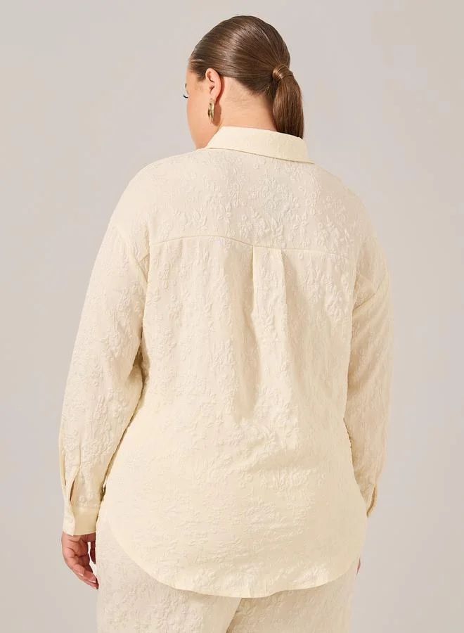 Styli Plus Size Oversized Jacquard Shirt