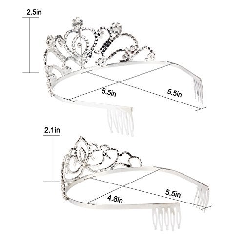 Exacoo Pack of 2 Rhinestone Tiara Crown Exquisite Headband Comb Pin Wedding Bridal Birthday Tiaras - Image 2