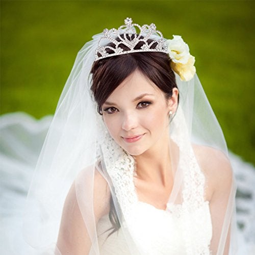 Exacoo Pack of 2 Rhinestone Tiara Crown Exquisite Headband Comb Pin Wedding Bridal Birthday Tiaras - Image 4