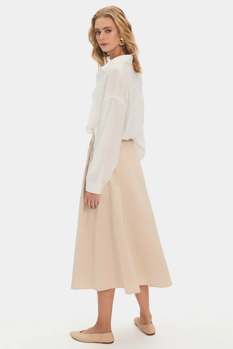 JUNE Women's 100% Cotton Pleated Midi Skirt