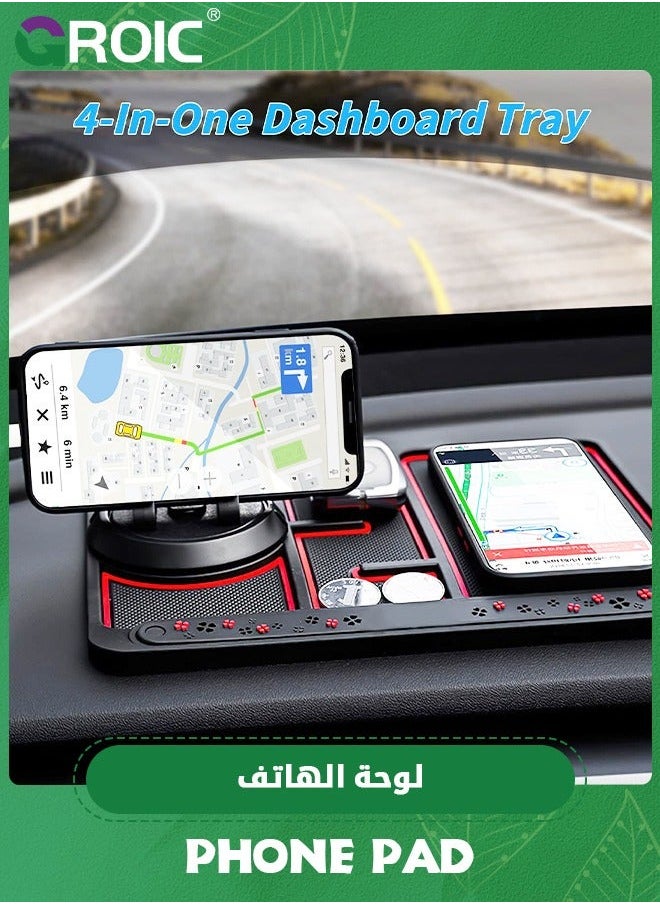 GROIC - Non-Slip Phone Pad for 4-in-1 Car, Universal Multifunctional 360 Degrees Rotating Car Mobile Holder, Aromatherapy, Number Plate and Anti-Slip Mat etc Function - Image 1
