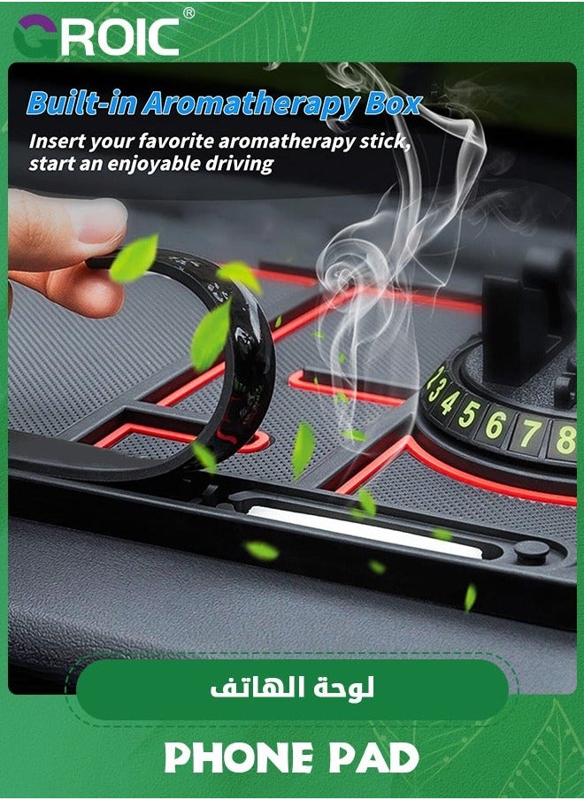 GROIC - Non-Slip Phone Pad for 4-in-1 Car, Universal Multifunctional 360 Degrees Rotating Car Mobile Holder, Aromatherapy, Number Plate and Anti-Slip Mat etc Function - Image 1