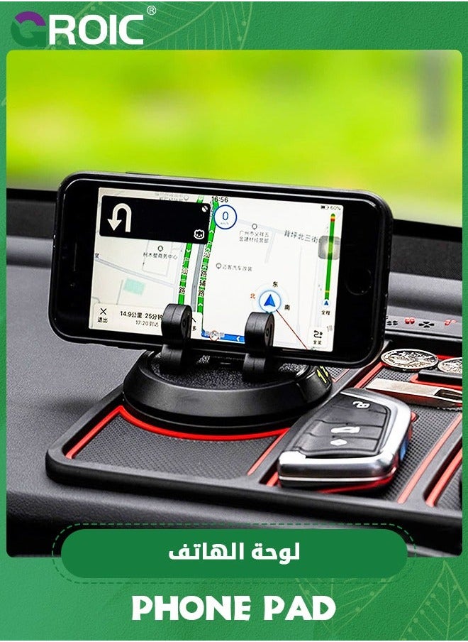 GROIC - Non-Slip Phone Pad for 4-in-1 Car, Universal Multifunctional 360 Degrees Rotating Car Mobile Holder, Aromatherapy, Number Plate and Anti-Slip Mat etc Function - Image 1