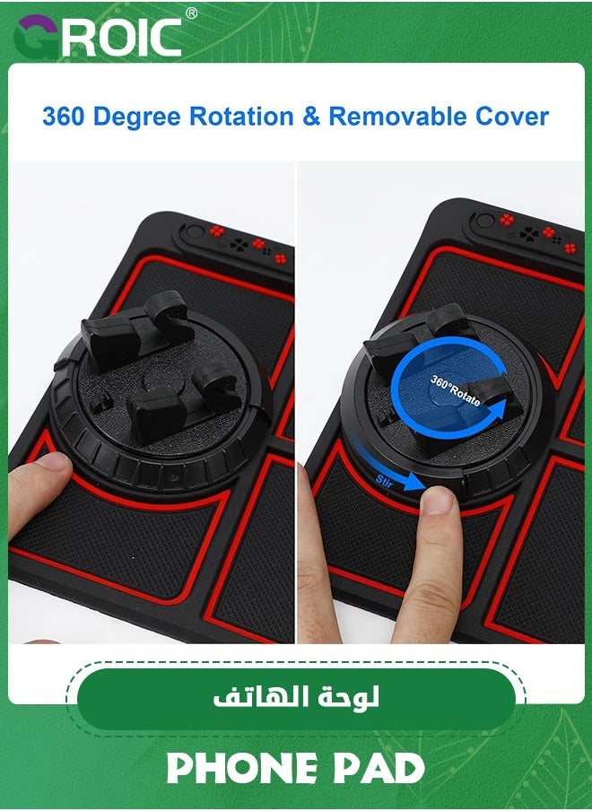 GROIC - Non-Slip Phone Pad for 4-in-1 Car, Universal Multifunctional 360 Degrees Rotating Car Mobile Holder, Aromatherapy, Number Plate and Anti-Slip Mat etc Function - Image 1