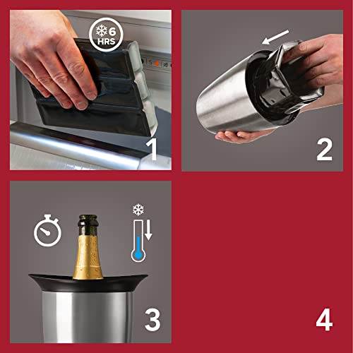 Vacu Vin Champagne Cooler – Stainless Steel Active Bottle Chiller – Includes Removable Cooling Sleeve – Keeps Champagne Cold for Hours – Stylish & Reusable Ice-Free Tabletop Cooler - Image 5