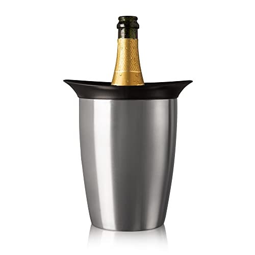 Vacu Vin Champagne Cooler – Stainless Steel Active Bottle Chiller – Includes Removable Cooling Sleeve – Keeps Champagne Cold for Hours – Stylish & Reusable Ice-Free Tabletop Cooler - Image 1