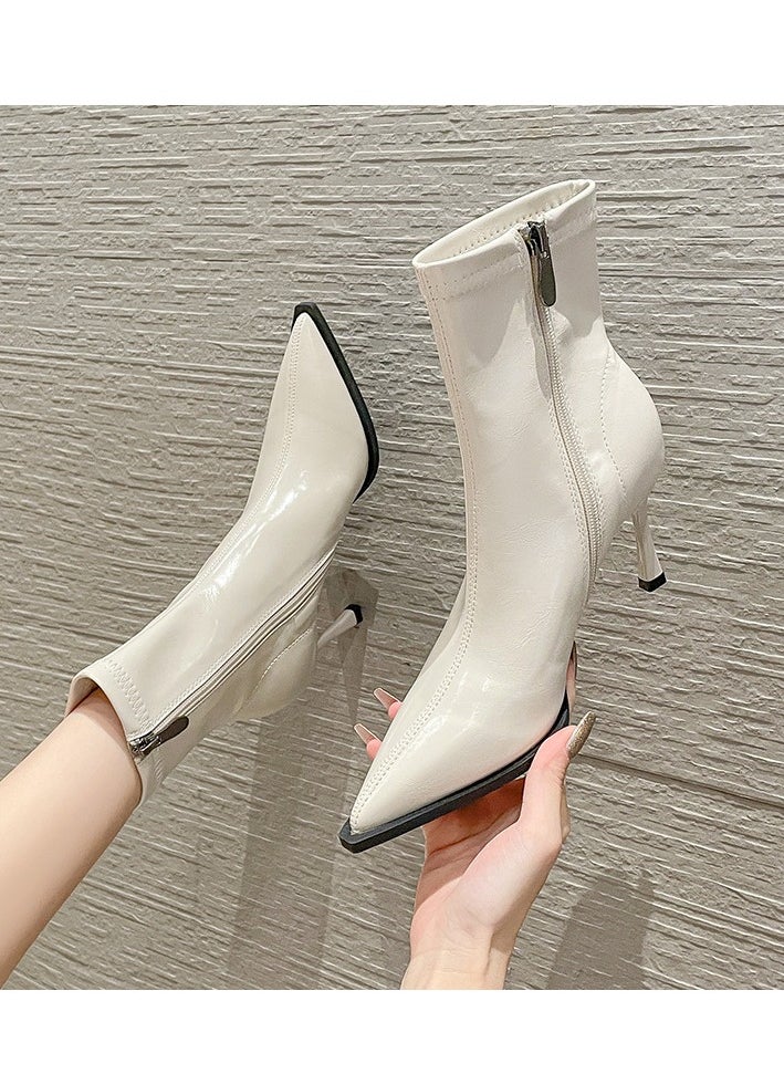 Loquat Spring And Autumn New Women's Velvet Pointed Elastic Boots  - Image 1