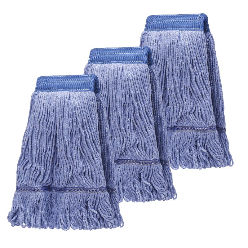 kCarpoly 3 Pack Commercial Replace Mop Head, Reusable Mop Head Refills-Replacement Mop Heads Suitable for Heavy Commercial Industrial Residential Areas,Wet Industrial Cotton Looped End String Mop Head (Blue) - Image 1