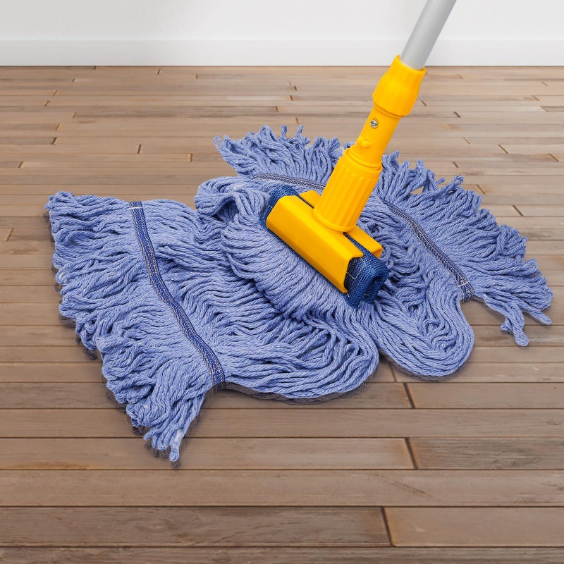 kCarpoly 3 Pack Commercial Replace Mop Head, Reusable Mop Head Refills-Replacement Mop Heads Suitable for Heavy Commercial Industrial Residential Areas,Wet Industrial Cotton Looped End String Mop Head (Blue) - Image 4