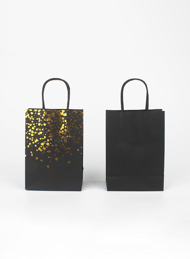 Hanayo 20 Pcs Gift Bags Paper Tote Bag Lightweight Wrapping Bag Stylish Design Reusable Grocery Bags Suitable for Birthday Wedding Gift Giveaway Activity Valentine's Day(Black) - Image 3