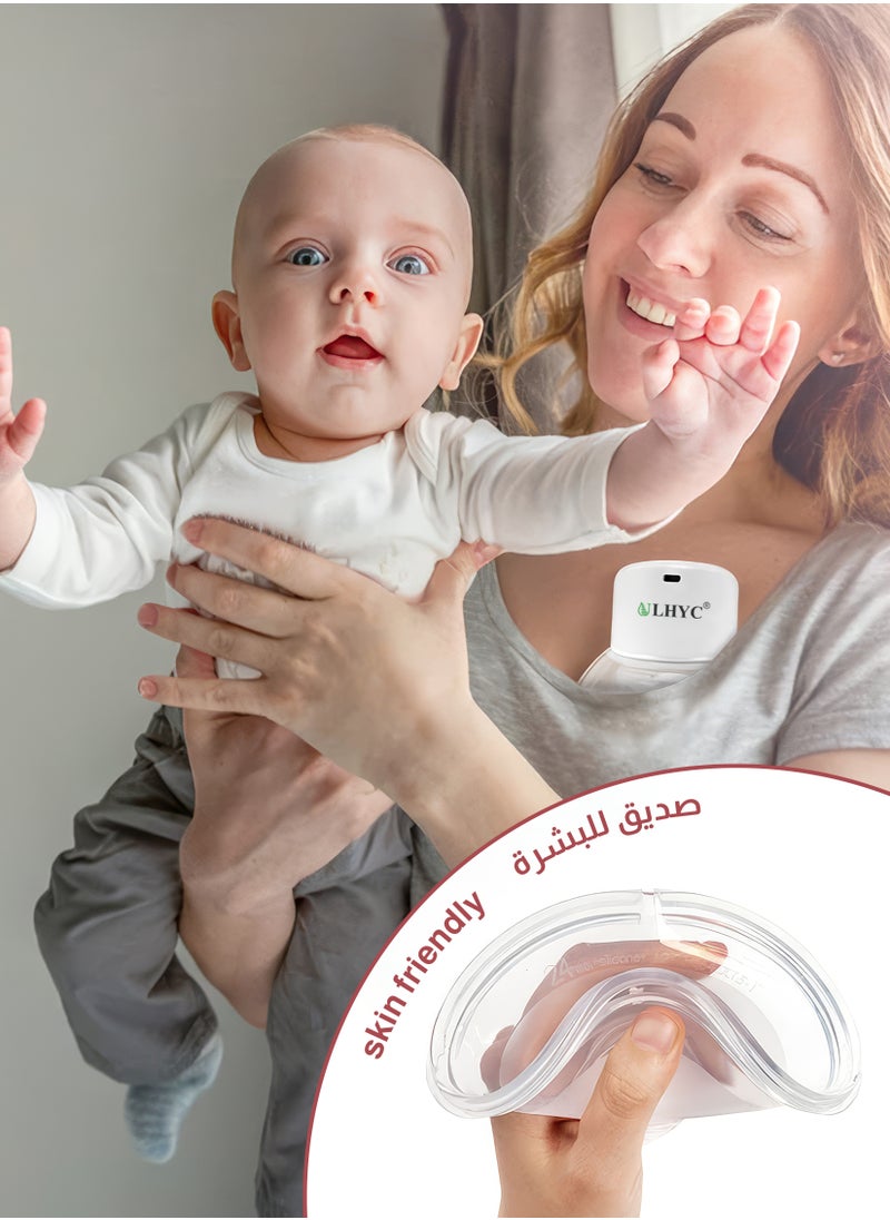 مضخة الثدي الكهربائية المحمولة مع شاشة ذكية W083، قابلة للارتداء بدون استخدام اليدين مع حافة محكمة الغلق، 4 أوضاع و9 مستويات
