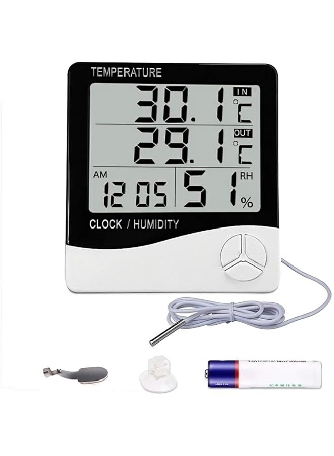 Relax Smart 2-Piece Indoor/Outdoor Digital Thermometer Set – Accurate Temperature Monitor for Home, Office, Garden, and Outdoor Use – White/Black/Grey - Image 1