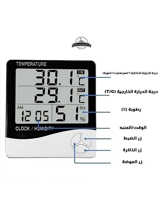 Relax Smart 2-Piece Indoor/Outdoor Digital Thermometer Set – Accurate Temperature Monitor for Home, Office, Garden, and Outdoor Use – White/Black/Grey - Image 2