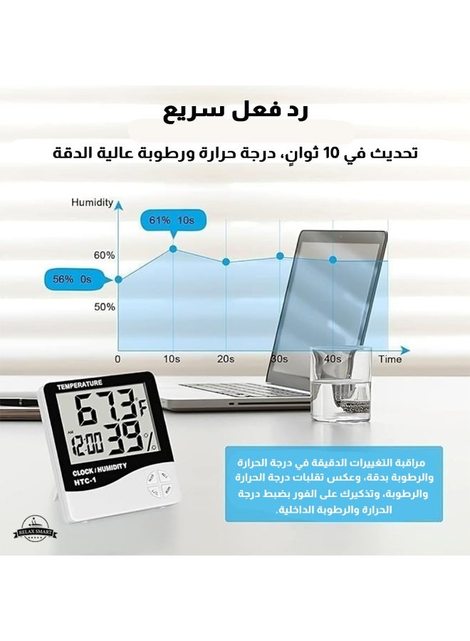 Relax Smart 2-Piece Indoor/Outdoor Digital Thermometer Set – Accurate Temperature Monitor for Home, Office, Garden, and Outdoor Use – White/Black/Grey - Image 4