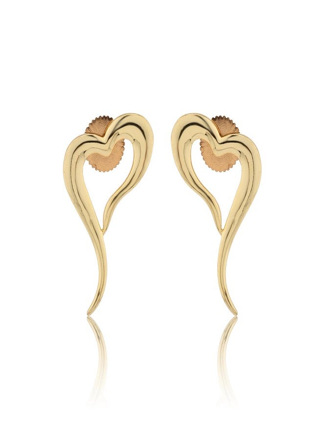 Voylla Whispering Heart Curve Gold Plated Earrings for Women Designer Love Earrings Women's Day Gift for Her Girlfriend Wife Anniversary Birthday Jewellery - Image 5