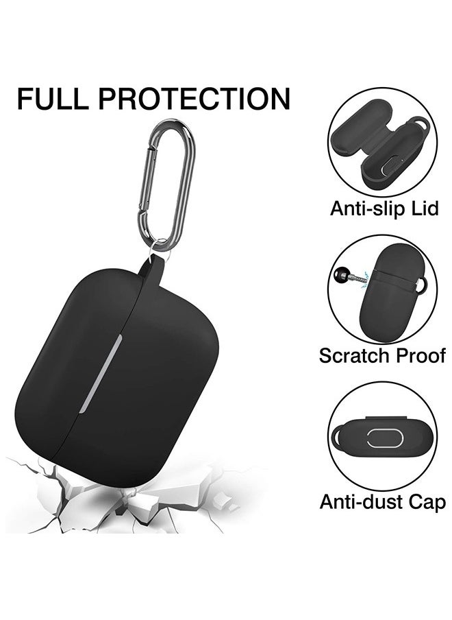 NIBEMINENT - AirPods 4 Case with Keychain Protective Silicone Airpod Case Shockproof Cover Skin，Front LED Visible for Apple Airpod 4 2024 Charging Case，Black - Image 1