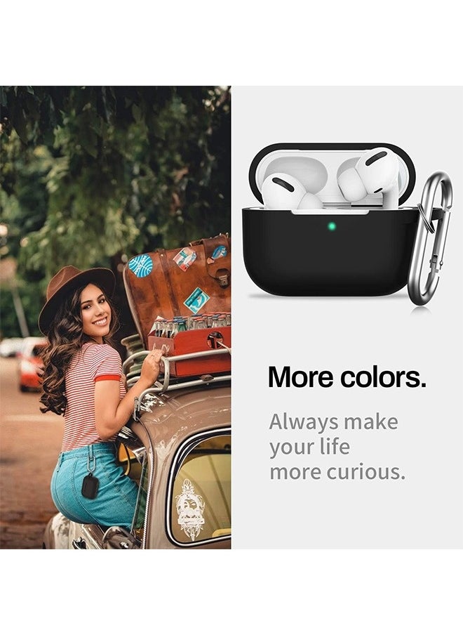 NIBEMINENT - AirPods 4 Case with Keychain Protective Silicone Airpod Case Shockproof Cover Skin，Front LED Visible for Apple Airpod 4 2024 Charging Case，Black - Image 1