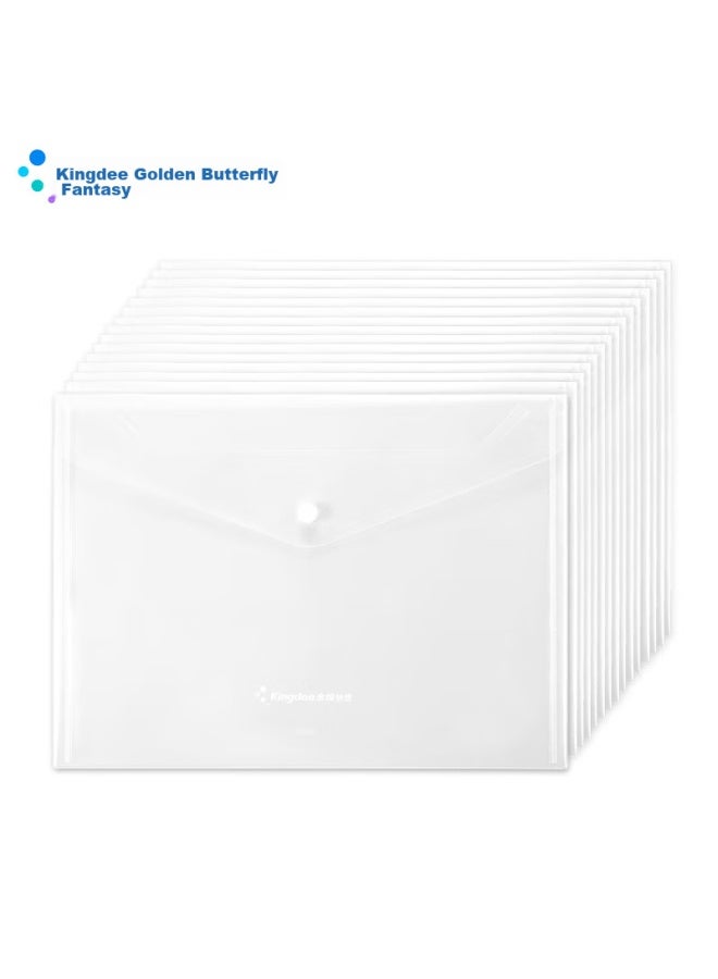 Kingdee 20-pack A4 Button Closure Transparent File Folders, Art Folders, Subject Classification Folders, Handheld Plastic Waterproof Exam Paper Storage Bags, Office Doent Filing Folders - Image 5