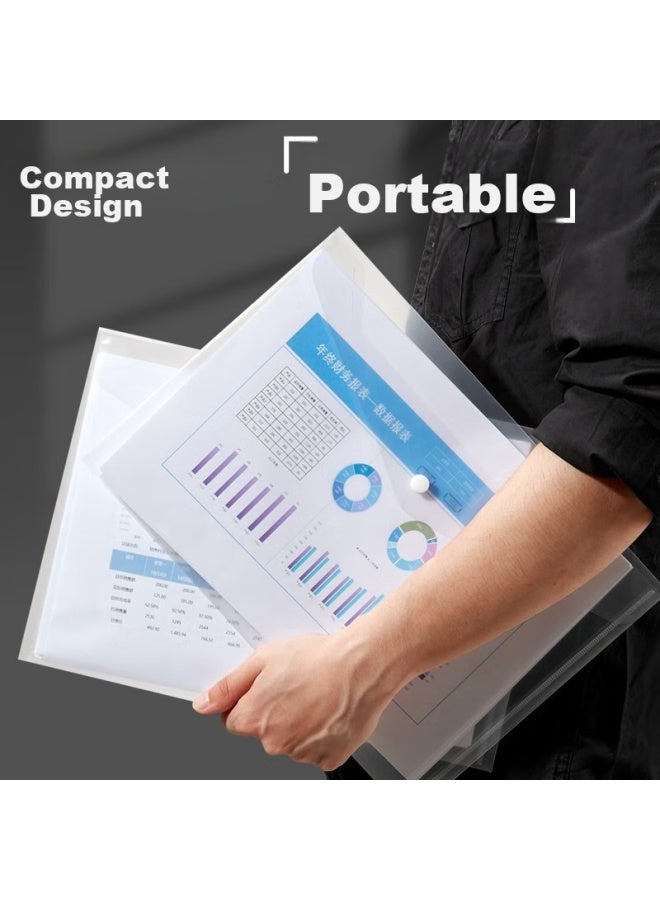 Kingdee 20-pack A4 Button Closure Transparent File Folders, Art Folders, Subject Classification Folders, Handheld Plastic Waterproof Exam Paper Storage Bags, Office Doent Filing Folders - Image 3