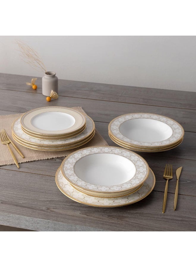 Noritake Trefolio Gold 12Piece Dinnerware Set Service for 4 - Image 2