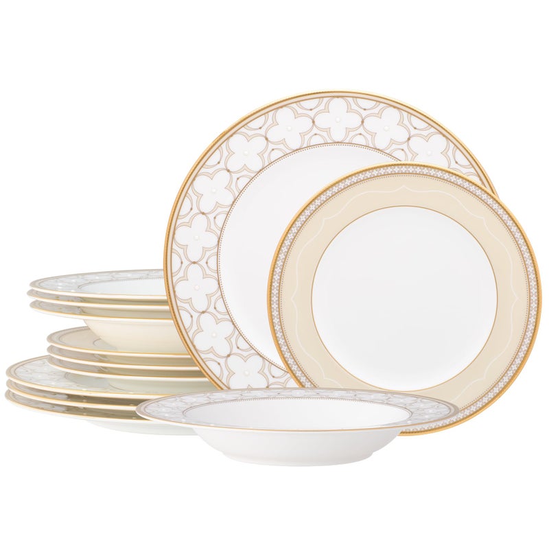 Noritake طقم أدوات المائدة نوريتاكي تريفوليو جولد 12 قطعة خدمة لـ 4 أشخاص - Image 3