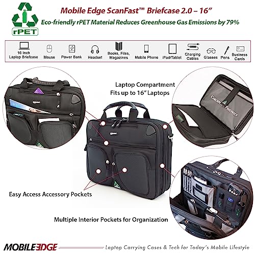 Mobile Edge ScanFast Laptop Briefcase Bag for Men and Women, for 16" PC and Compatible with MacBook 17", TSA Checkpoint Friendly, Black - Image 2