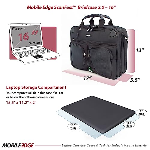 Mobile Edge ScanFast Laptop Briefcase Bag for Men and Women, for 16" PC and Compatible with MacBook 17", TSA Checkpoint Friendly, Black - Image 4