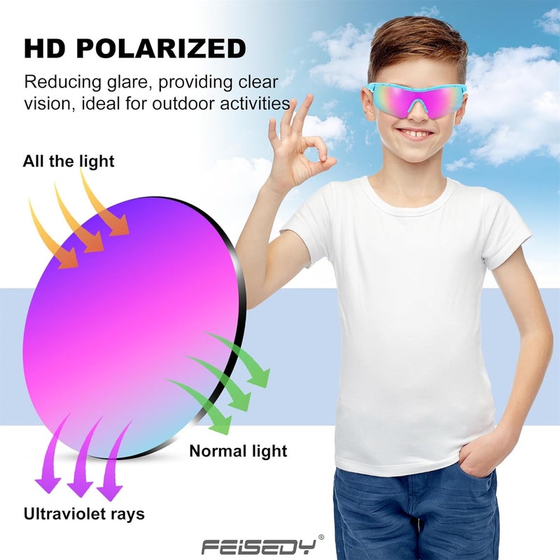 FEISEDY Kids Teens Baseball Polarized Sunglasses Sports TR90 Frame Boys Girls Cycling B2454 - Image 5