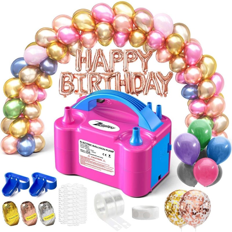 ZEUSRAY Portable Electric Balloon Pump - 110V 600W Dual Nozzle Balloon Inflator Pump with 113 accessories Decorations for Party - Image 1
