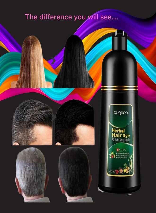 Nielies Hair Color Shampoo for Women and Men - 500ml Instant Herbal Essence, Permanent Dye for Grey Hair, 3 in 1 Black - Image 5