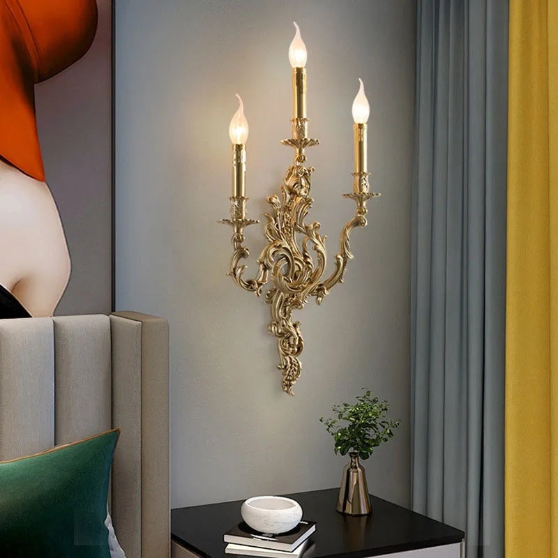 European Style Copper Candle Wall Lamp - Image 4